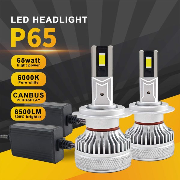 P65 9006 65W 6500LM White LED Headlight Bulbs 2Pcs MAMMOTH® - 图片 3